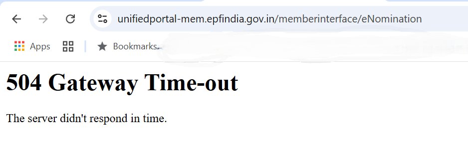 Trying to update nomination details on d EPFO site but d site keeps timing out. If this is the infra powering future 3.0 initiatives, it’s a serious concern. Citizens deserve responsive, modern systems, not outdated, crashing servers. Please fix this.
<a href="/socialepfo/">socialepfo</a> <a href="/mansukhmandviya/">Dr Mansukh Mandaviya</a>