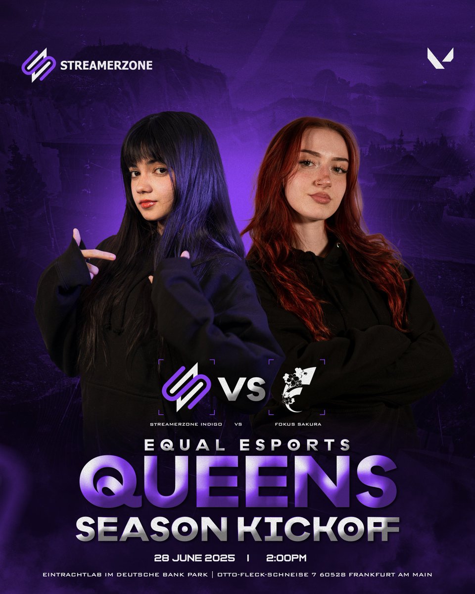 Season 3 Kickoff🔥

Today we kick off the Equal Esports Queens Season with a fierce Best of 3 matchup:

Streamerzone Indigo 🆚 
<a href="/FOKUSCLANGG/">FOKUS</a>
 Sakura

📍 EintrachtLab, Frankfurt
🕑 28 June 2025 – 3:00 PM (CEST)
📺 twitch.tv/projectvgg

Don’t miss a second! 🏆