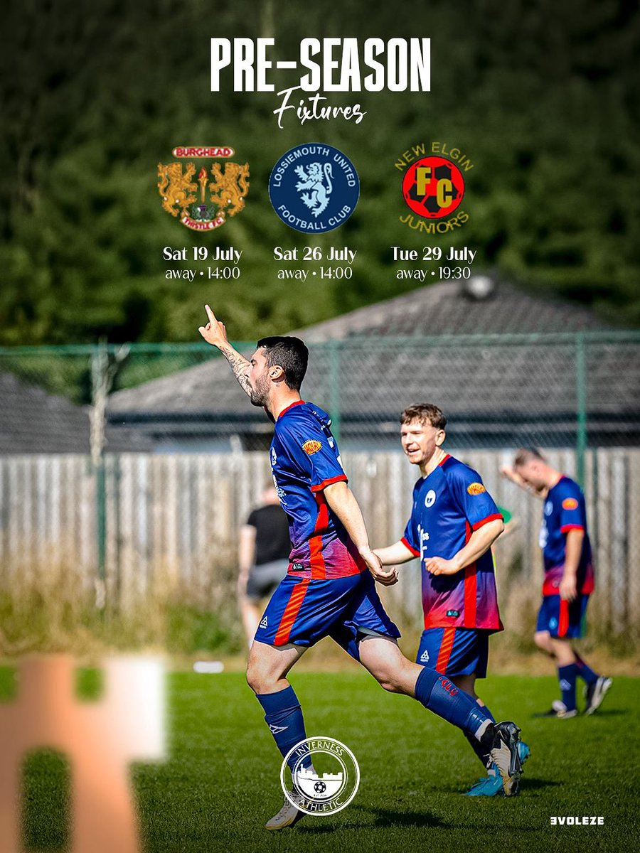 📅 𝗣𝗥𝗘-𝗦𝗘𝗔𝗦𝗢𝗡 𝗦𝗖𝗛𝗘𝗗𝗨𝗟𝗘 🔵🔴

Our North Caledonian League preparations for 2025/26 get underway next month with three away fixtures:

Three solid tests to get the lads ready for the new campaign 👊

#InvAth #TheRooks #PreSeason2025 #NorthCaley #SupportLocal