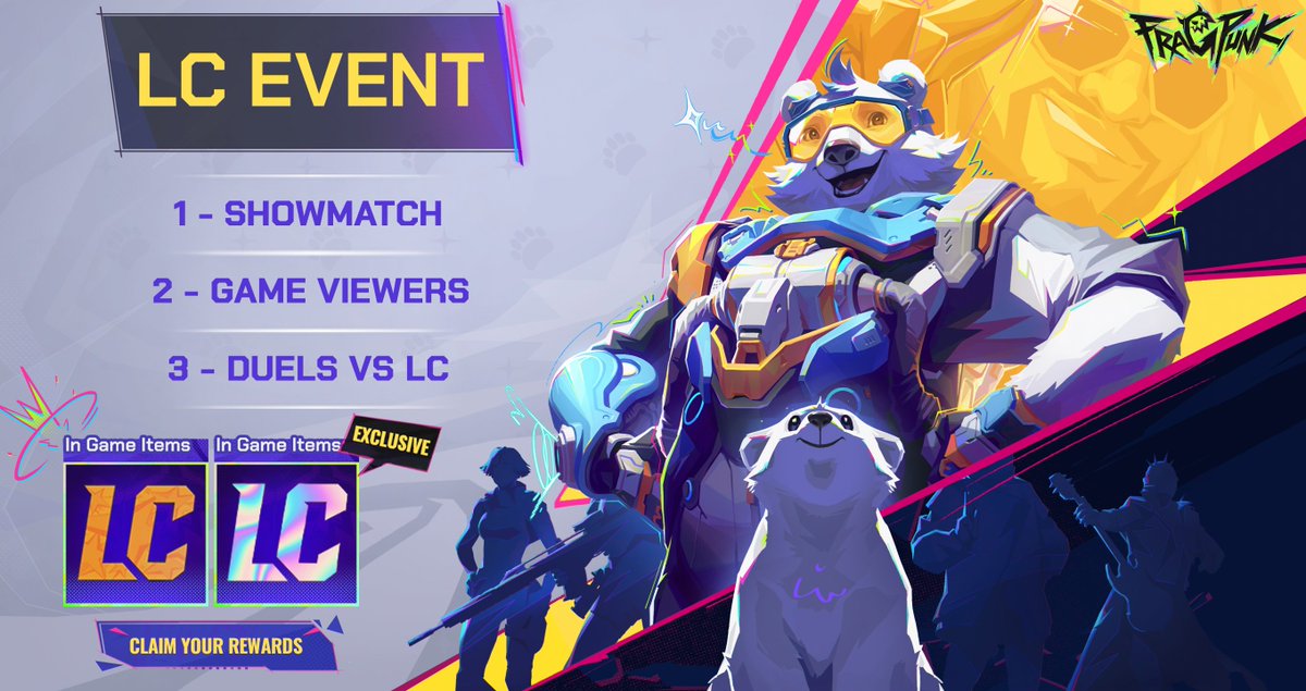 💫 LC EVENT start at 7:00pm CEST <a href="/PlayFragPunk/">FragPunk</a> 

Join us during this event, you will have the opportunity to face us and win gifts.

🎁Several gifts, drops will be available.

<a href="/LyphnixFPS/">Lyph</a>  
<a href="/Fooskers/">Foosker ♡</a> 
<a href="/MrTikex/">TiKeX</a>  
<a href="/vikowastaken/">viko</a> 
<a href="/LMS764/">LMS</a>  
<a href="/Zoutriv/">Zoutriv</a>  
<a href="/ApyrVAL/">Apyr</a>