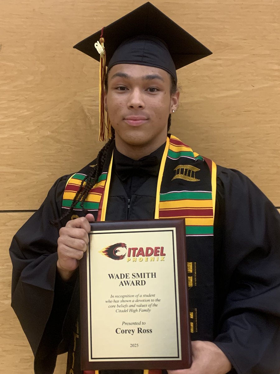 Graduation Day at Citadel High School – Congratulations to Corey Ross, the 2025 Wade Smith Award recipient! In recognition of a student who has shown a devotion to the core beliefs and values of the Citadel High Family. An exceptional young man and proud descendant of Africville.