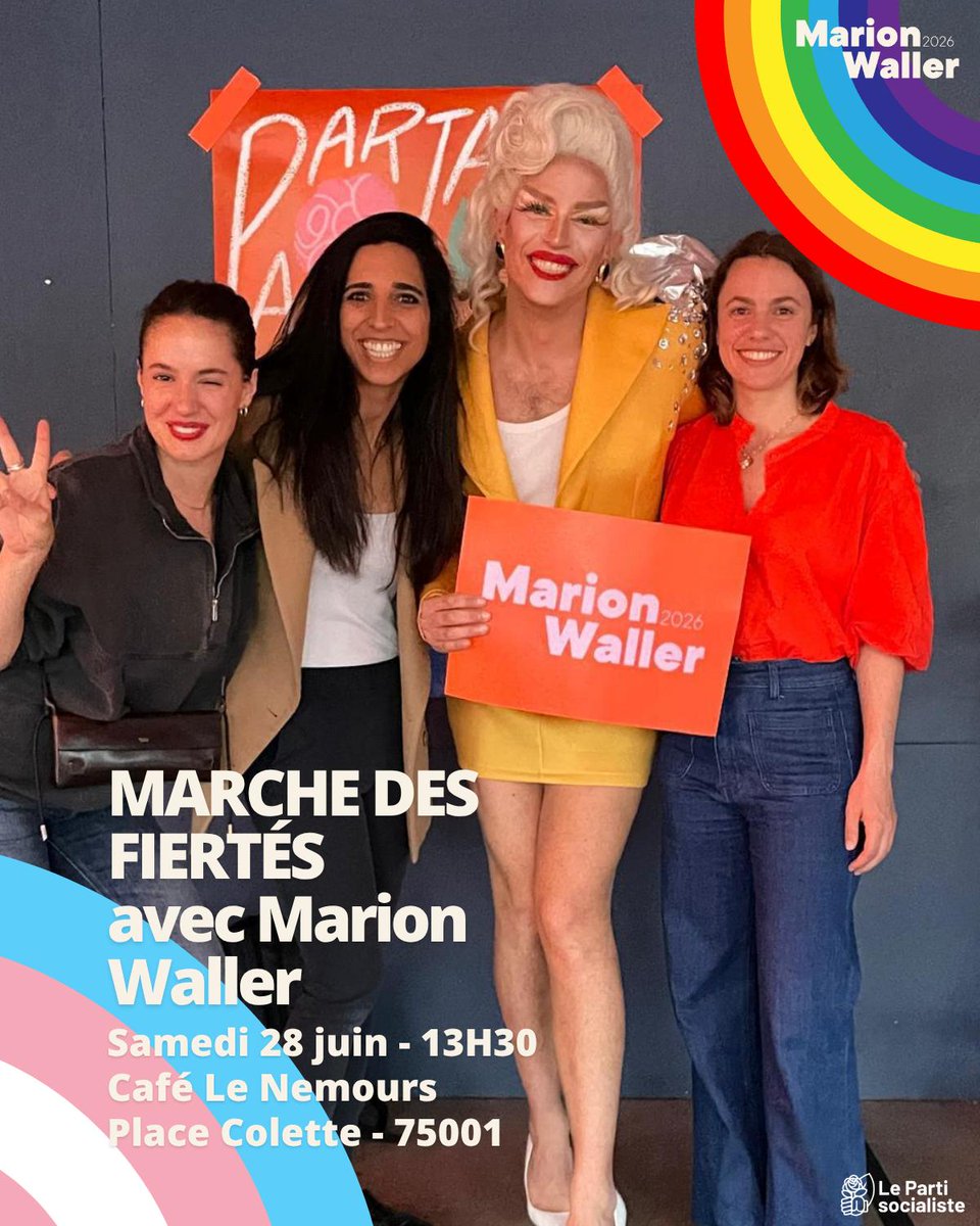 Rendez-vous à la marche des Fiertés pour notre dernière mobilisation de la primaire 🏳️‍🌈