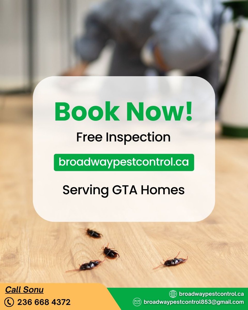 BroadPest93579's tweet image. Creepy crawlies ruining your comfort?
We’ve got your back with safe, fast, and guaranteed residential pest control.

📞 Book now at broadwaypestcontrol.ca!
☎+1 236-668-4372

#ResidentialPestControl #PestFreeHome #BroadwayPestControl #SafePestSolutions #EcoFriendlyPestControl