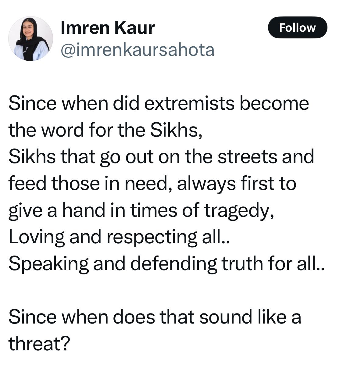 Don’t confuse true Sikhs with Khalistanis who aren’t only extremists but are terrorists also.They carried out Air India bombing killing 331 people. And people like you celebrating and glorifying the bombers also somewhere belong to the same category. People like you work on