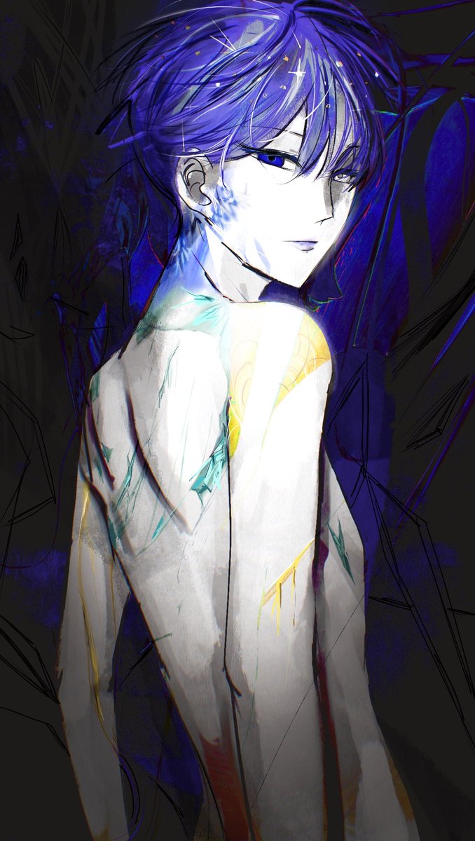 starcrash102's tweet image. another lapi/phos appears! I tried using a reference and I had a lot of fun. I should probably use them more often (repost bc I had it flipped😭)
#宝石の国 #housekinokuni #lapis #rkgk #doodle #ibispaintx #イラスト #phos