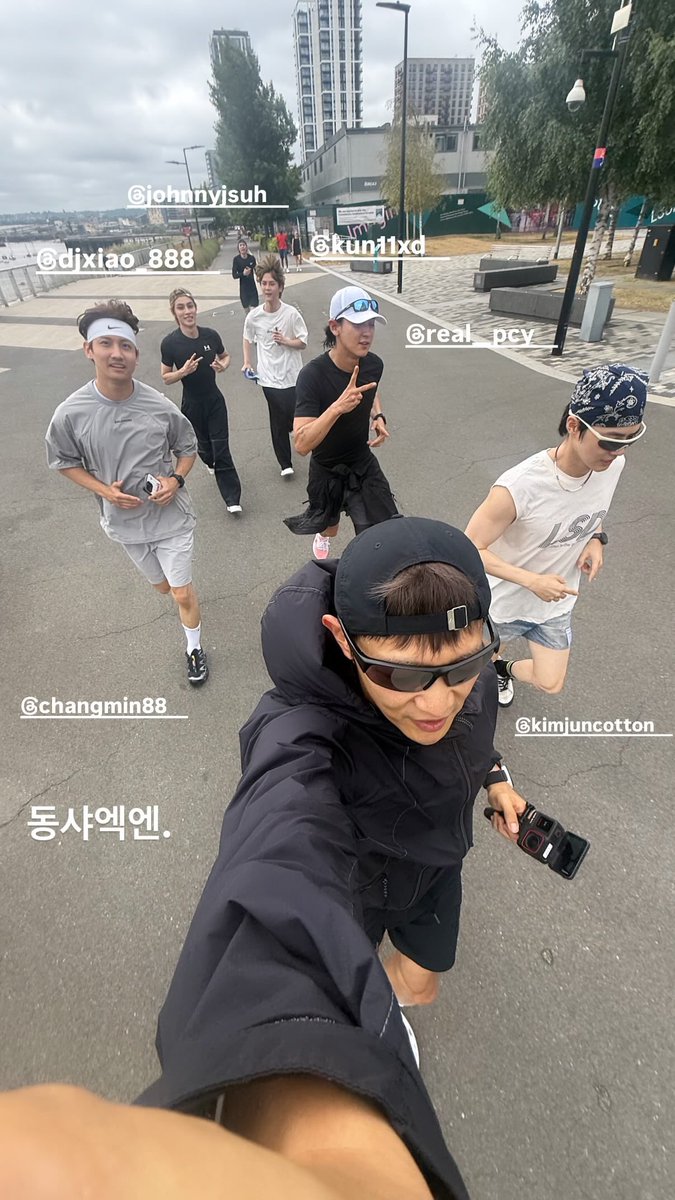 Ace_BBH's tweet photo. Minho IG update with Suho, Chanyeol, Changmin, Johnny, Kun, and Xiajojun for London run day 2!! JONGIN MANAGED TO OPTED OUT FROM THE RUN 😭 https://t.co/GXoxIHOWZV
