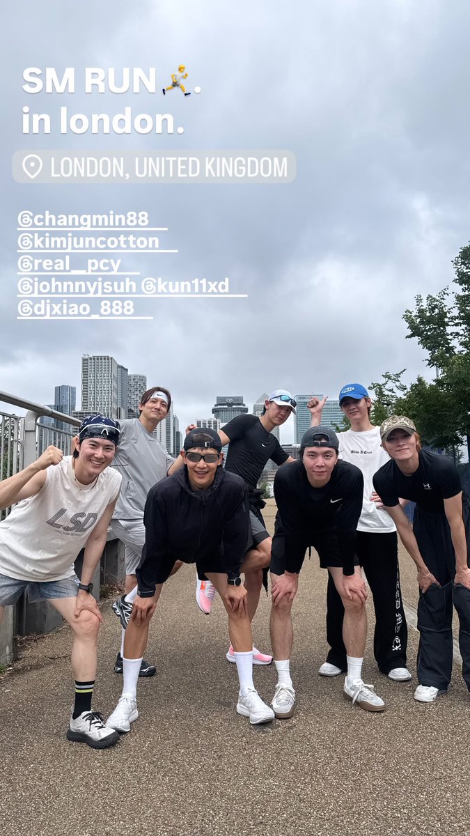 Ace_BBH's tweet photo. Minho IG update with Suho, Chanyeol, Changmin, Johnny, Kun, and Xiajojun for London run day 2!! JONGIN MANAGED TO OPTED OUT FROM THE RUN 😭 https://t.co/GXoxIHOWZV