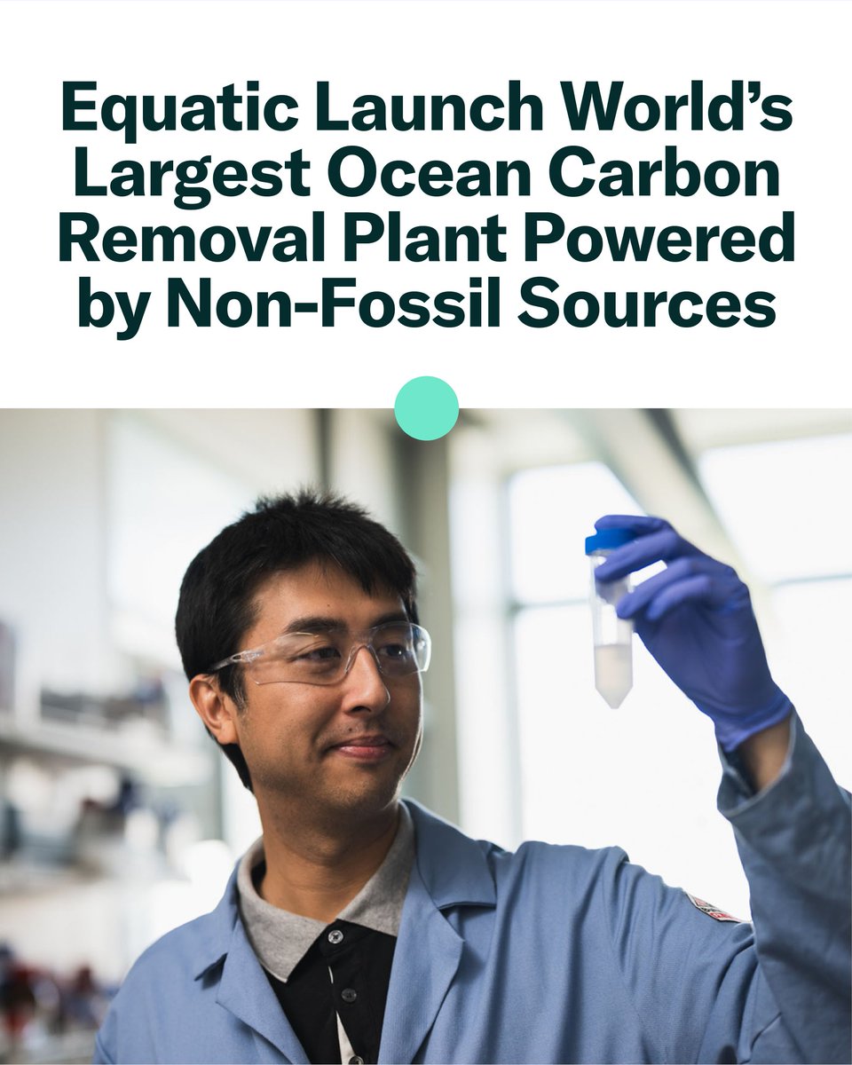 Equatic, with Arup &amp; Deep Sky, is building the world’s largest CO₂ removal plant in Quebec - capturing 109,500 tonnes of CO₂ &amp; producing 3,600 tonnes of green hydrogen yearly. 

Using seawater &amp; hydropower, it sets a new benchmark for low-cost carbon removal.