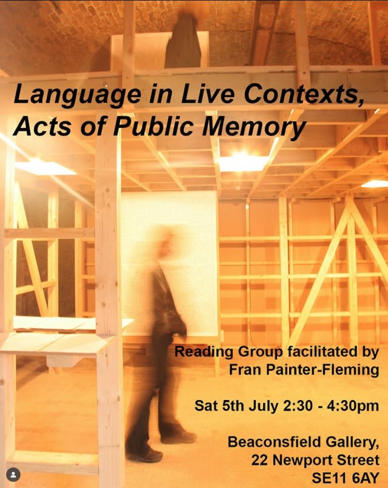 The second in a series of reading groups led by Fran Painter-Fleming this summer as part of Manifesto for Sustainable Experimentation, 21 May - 9 August. 

This session is anchored by Shane Cullen's 'The Agreement' and Monica Ross' 'rights repeated' from the Beaconsfield Archive.