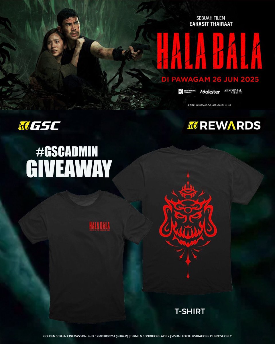 GSCinemas's tweet photo. 🎉 It’s #GSCAdmin Giveaway time! 🎁
Want to win a Limited Edition Hala Bala T-Shirt? Just follow these easy steps:
✅ Step 1: Love this post ❤️
✅ Step 2: Buy 2x tickets to #HalaBala at GSC, screenshot your purchase & drop it in the comments
✅ Step 3: Repost this post! 🔁
That’s it! ⏰ Contest ends 7 July — don’t miss out, hurry up and join now! 🔥