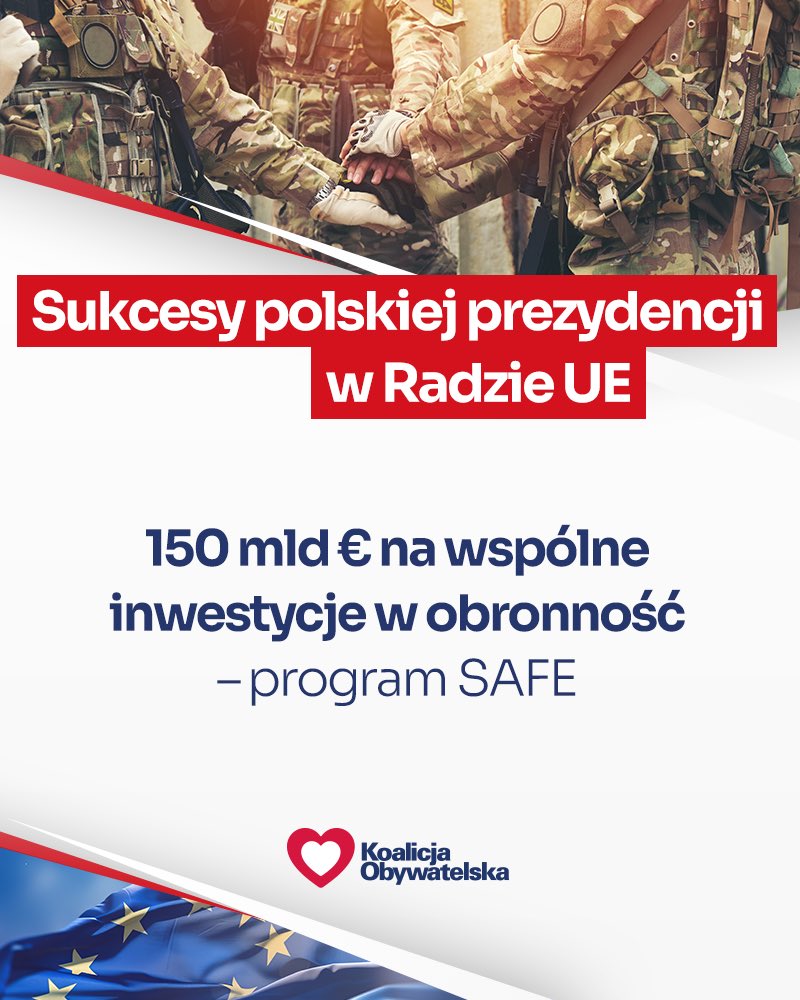 Polska prezydencja w Radzie UE to m.in. 150 mld € na wspólne inwestycje w obronność - program SAFE ❗️✌🏻🇵🇱🇪🇺