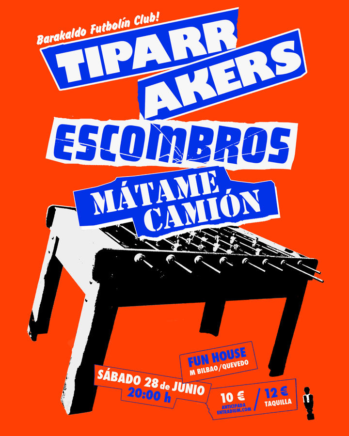 Sábado 28 junio #concierto
Tiparrakers + Escombros + Mátame Camión (20:00h)
🛒funhousemusicbar.com/conciertos/tip…