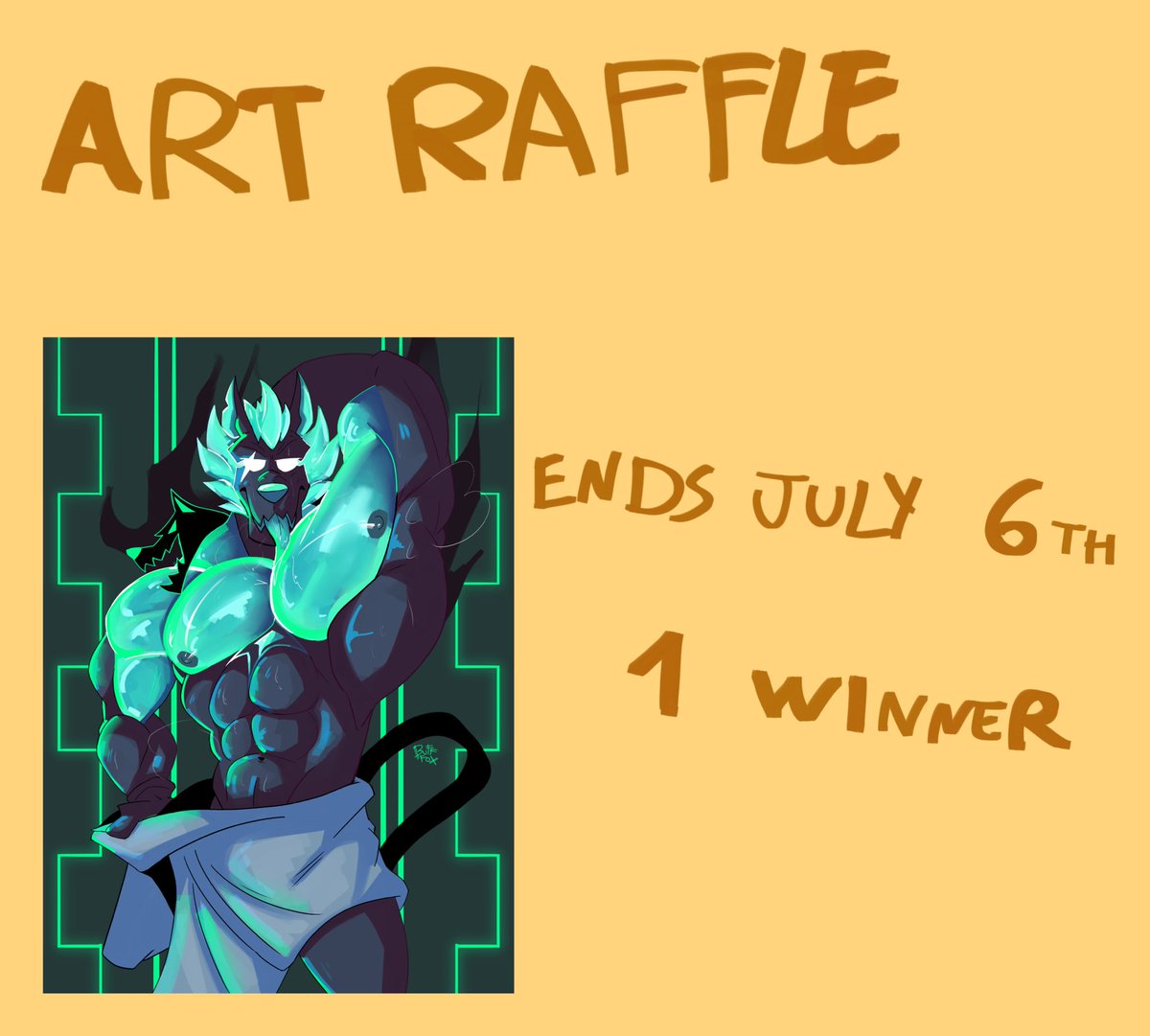 𝗔𝗥𝗧 𝗥𝗔𝗙𝗙𝗟𝗘 

&gt;I'm doing this raffle since I'll soon reach 6K 

and I thank you all ❤️

&gt;Comment with your oc/sona (males only) + Follow me
&gt;Ends June 6
&gt;1 winner 
&gt;Winner gets a Full Body