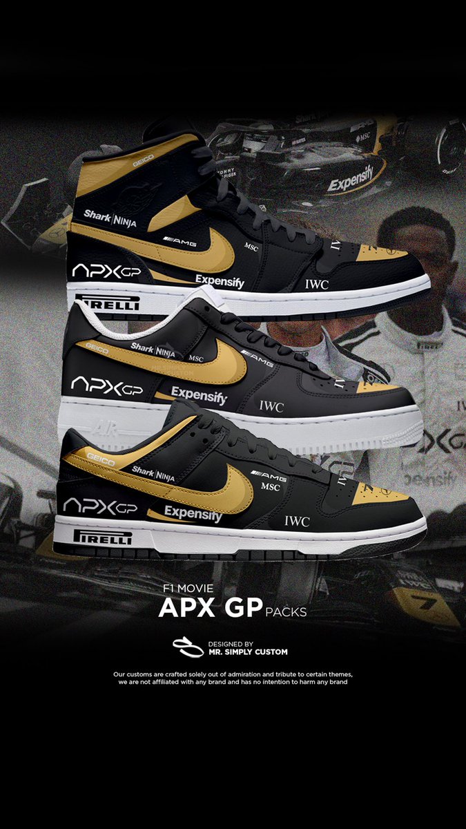 So, who’ve watched F1 Movie this weekend? If you haven’t. You missed out. Here’s my take of ApxGP Jordans, Airforce 1s and Dunks based on the car seen on the movie. Would you rock? #apxgp #apexgp #f1movie #f1moviereview #formula1 #formulaone #f1 #sonnyhayes #JP