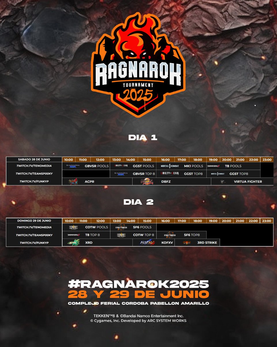 ¡Llegó el momento!
Ya está disponible el cronograma oficial de torneos de Ragnarok 2025 🗓🔥
Agradecemos a <a href="/tenomedia/">ten/o</a>, <a href="/teamspooky/">Team Spooky</a> y <a href="/ATLFunkyP/">Paul Nguyen</a> por acompañarnos con la transmisión de pools, main events y side events.

🎮 Hoy se abren las puertas de la batalla del fin del mundo