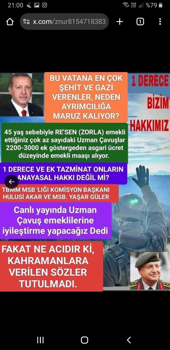 <a href="/ibrahim_0634/">İbrahim Akduman (1)</a> <a href="/slamGKSAL127401/">GÖKSAL İSLAM TEMUD İSTANBUL ŞUBE</a> <a href="/alitilkici38/">Ali Tilkici 🇹🇷</a> <a href="/TEMUD_2024/">TEMUD Türkiye Emekli Uzman Erbaşlar Derneği</a> <a href="/RTErdogan/">Recep Tayyip Erdoğan</a> <a href="/tcsavunma/">T.C. Millî Savunma Bakanlığı</a> <a href="/tcbestepe/">T.C. Cumhurbaşkanlığı</a> <a href="/TC_icisleri/">T.C. İçişleri Bakanlığı</a> <a href="/_cevdetyilmaz/">Cevdet Yılmaz</a> <a href="/TBMMGenelKurulu/">TBMM Genel Kurulu</a> <a href="/hulusiakarmedya/">Hulusi AKAR</a> <a href="/Akparti/">AK Parti</a> <a href="/nacibostanci/">M. Naci Bostancı</a> <a href="/akbasogluemin/">Av. M.Emin AKBAŞOĞLU 🇹🇷</a> <a href="/AliYerlikaya/">Ali Yerlikaya</a> <a href="/UlviYonter/">Dr.İzzet Ulvi YÖNTER</a> <a href="/dbdevletbahceli/">Devlet Bahçeli</a> <a href="/mustafaelitas/">Mustafa Elitaş</a> <a href="/erkanakcay45/">Erkan Akçay</a> <a href="/dijital/">Dijital</a> <a href="/Haber24Turkiye/">HABER24</a> <a href="/ErcanSeki/">ERCAN SEKİ</a> <a href="/AACanli/">AA Canlı</a> <a href="/ihacomtr/">İhlas Haber Ajansı</a> <a href="/dhainternet/">Demirören Haber Ajansı</a> <a href="/ahaber/">A Haber</a> <a href="/trthaber/">TRT HABER</a> <a href="/Pes24com/">PES24ᅠᅠᅠᅠᅠᅠᅠᅠᅠᅠᅠᅠᅠᅠᅠᅠᅠᅠᅠᅠᅠᅠᅠᅠᅠᅠᅠᅠᅠᅠᅠᅠᅠᅠᅠᅠᅠᅠᅠᅠᅠᅠᅠ</a> <a href="/atvcomtr/">atv</a> <a href="/ntv/">NTV</a> <a href="/startv/">STAR TV</a> <a href="/Kamubiz_com/">Kamubiz.com WhatsApp: 0534 412 78 55</a> <a href="/tgrthabertv/">TGRT HABER</a> <a href="/kamudanhaber/">Kamudanhaber🇹🇷</a> <a href="/memurlarnet/">MemurlarNet</a> <a href="/internethaber/">internethaber.com</a> <a href="/memetsimsek/">Mehmet Simsek</a> <a href="/HMBakanligi/">T.C. Hazine ve Maliye Bakanlığı</a> Düşük maaş derecelerinde zorla emekliliğe sevk edilerek
Geçim sıkıntısı yaşatılan
Emekli #UzmanÇavuş'lara verilen tazminat sözünün bir an önce <a href="/HMBakanligi/">T.C. Hazine ve Maliye Bakanlığı</a>'mız Sayın <a href="/memetsimsek/">Mehmet Simsek</a> tarafından onaylanmasını bekliyoruz
<a href="/RTErdogan/">Recep Tayyip Erdoğan</a>
<a href="/dbdevletbahceli/">Devlet Bahçeli</a>
#EmekliMemur 
#MemurEmeklisineAdalet