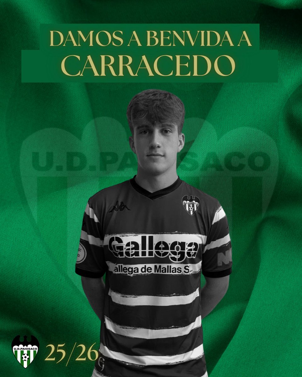 📣 Nova incorporación! 

Martín Carracedo incorpórase á UD Paiosaco procedente da SD Dubra.  

Formado no Bergantiños FC, chega con forza para reforzar o lateral esquerdo!  

💚🤍 Benvido, Martín!

 #UDPaiosaco #paiosaco2526 #Fichaxe
