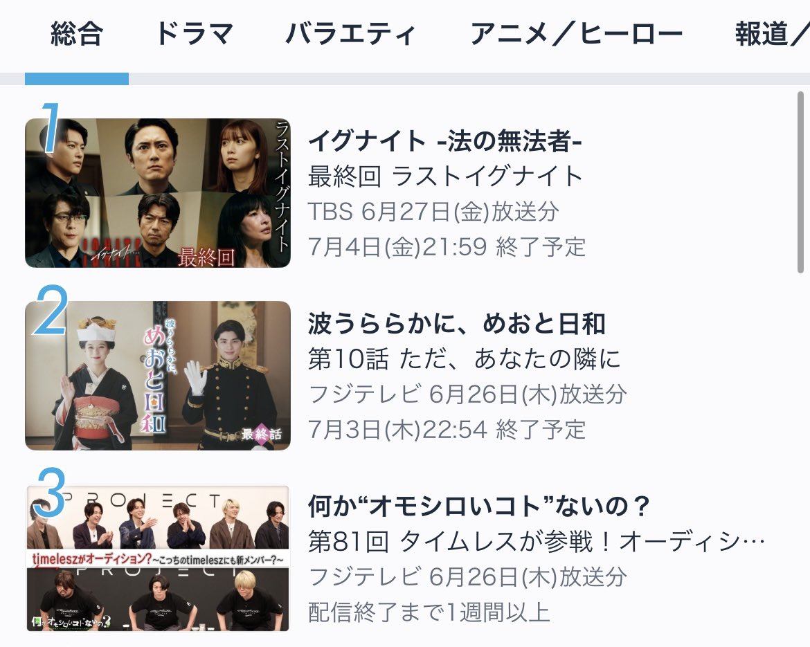 イグナイト これで全話で
TVerランキング１位を頂けました！

ただただ感謝です。
すべてが詰まった最終話。
ぜひ何度も観ていただけたら嬉しいです。

tver.jp/episodes/eplac…