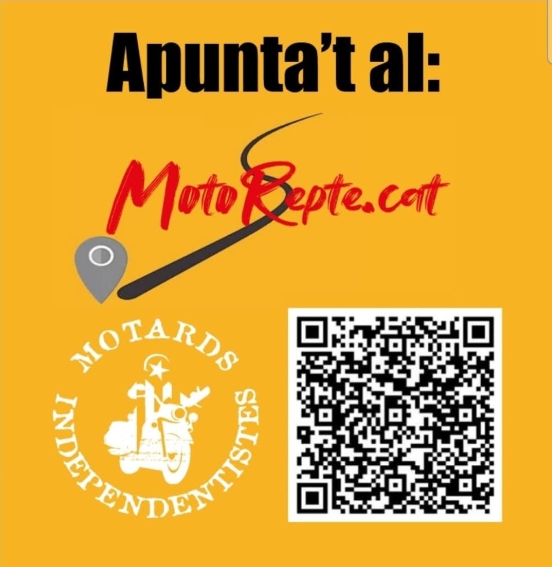 Participa al MotoRepte.cat, al teu aire, tu et fas la ruta i l'ordre de pas pels 20 punts proposats aquest any!!!!
Del 1 de juliol al 30 de setembre, tota la informació al QR que veieu a la foto
Salut, Gas i República!