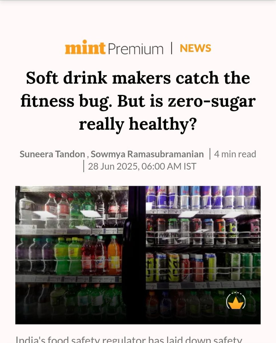 🚨Soft drink makers are pushing diet drinks by marketing them as healthy!

But are diet drinks really healthy?

❓Are you also someone who substitutes diet drinks for sugary drinks??

▶️Just because they are zero calories does not mean they're doing your body any good!

▶️Diet