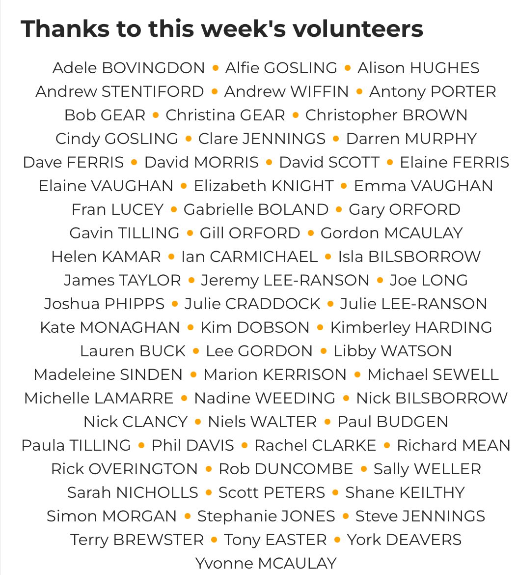 Thank you volunteers 👏