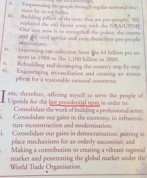 Jan 9, 2001: Presisent M7 arrives at Kololo top be nominated for his 'FINAL' presidential term. Source: 2001 NRM Manifesto