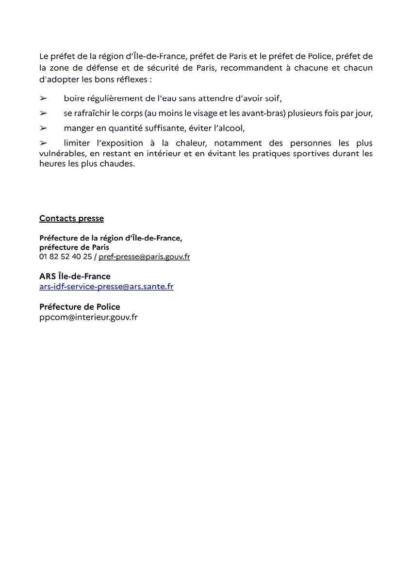 🟠 Déclenchement de la vigilance orange canicule en Île-de-France, dimanche à 12h.

Consultez notre communiqué de presse ⤵️