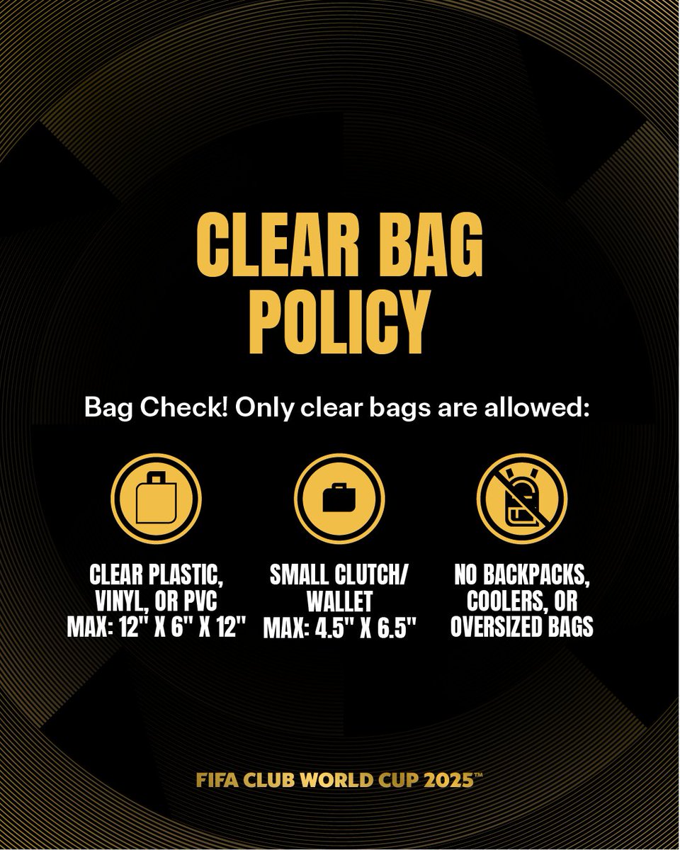LFFStadium's tweet image. A reminder for all fans attending the FIFA Club World Cup game today - Lincoln Financial Field has a clear bag policy!