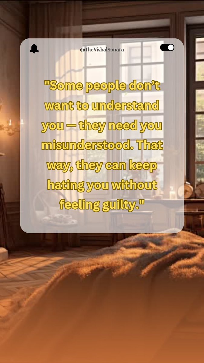 "Some people don’t want to understand you — they need you misunderstood. That way, they can keep hating you without feeling guilty."
#quotesoftheday #Quote