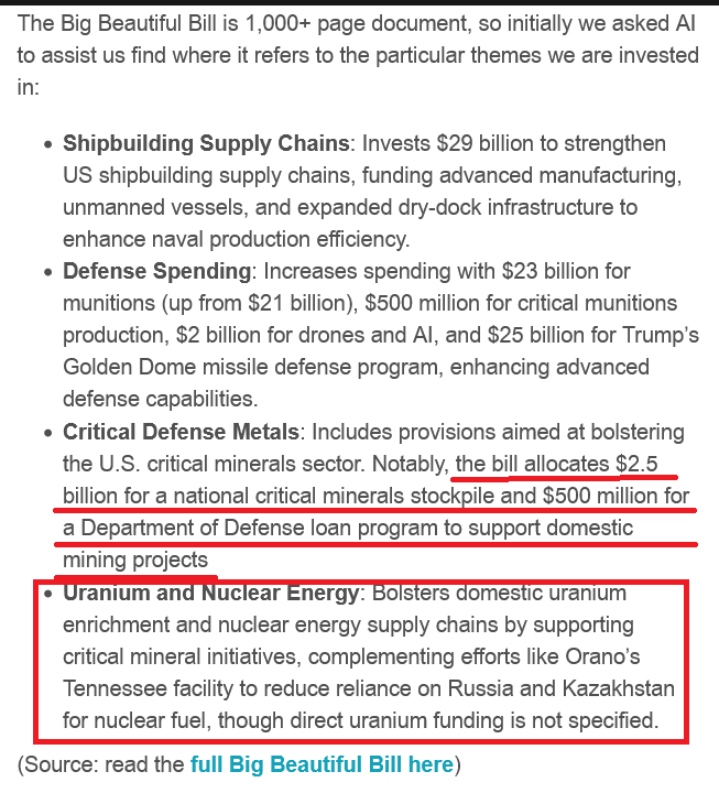 Trump`s bill "The Big Beautiful Bill" (H.R.1) relating to Nuclear/Uranium