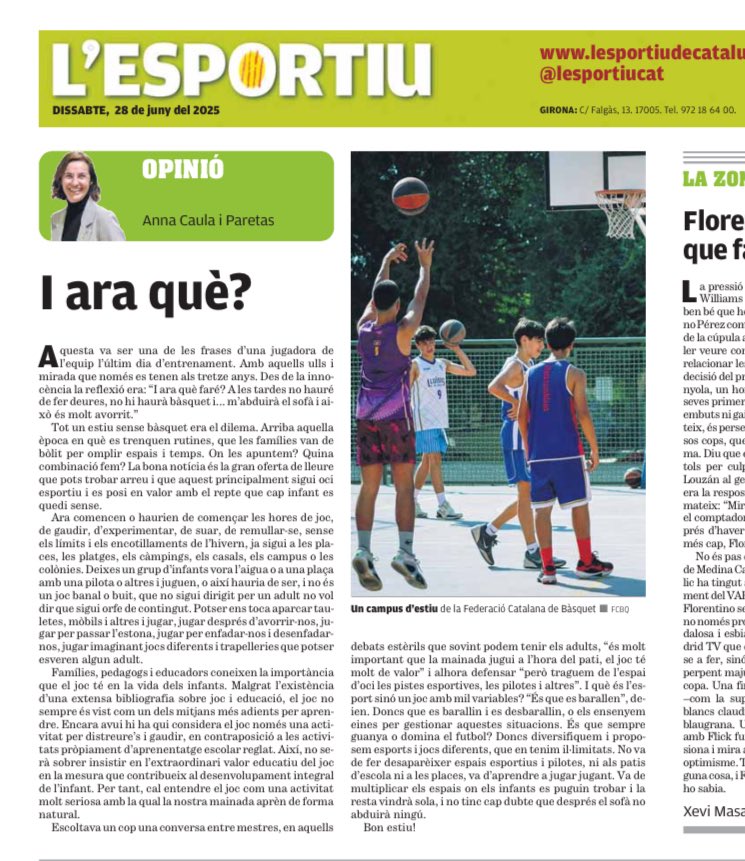 Anna Caula (@anna_caula) on Twitter photo I ARA QUÈ? / el dilema de l’arribada de l’estiu i on tota rutina canvia. Recuperar el jugar jugant.
<a href="/lesportiuCAT/">L'Esportiu de Catalunya</a> I ARA QUÈ? / el dilema de l’arribada de l’estiu i on tota rutina canvia. Recuperar el jugar jugant.
<a href="/lesportiuCAT/">L'Esportiu de Catalunya</a>