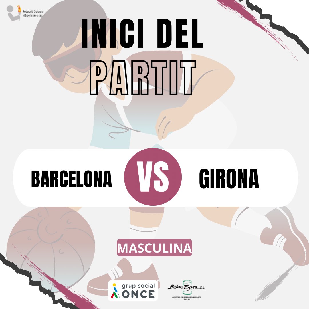 🥅 COMENÇA EL PARTIT!

BARCELONA 🆚 GIRONA 

A per l’últim del dia! Màxima emoció!

#CampeonatDeCatalunyaGoalball