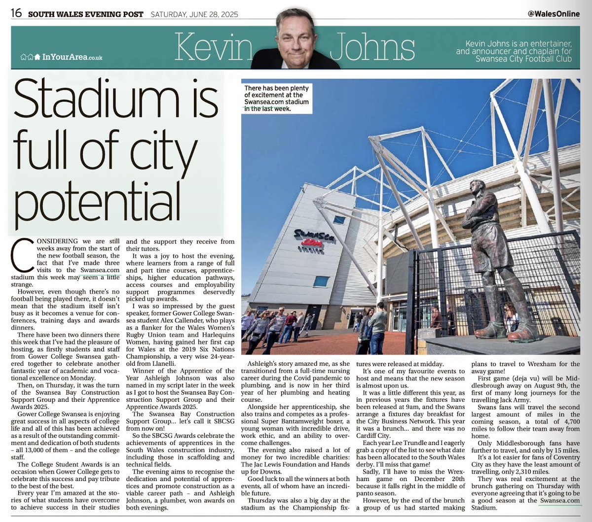 Kev Johns MBE (@kevjohnscymru) on Twitter photo Looking back at some great events this week at <a href="/SwanscomStadium/">Swansea.com Stadium</a> that shows the great potential there is for our area. #swanseabay @swansofficial <a href="/GowerCollegeSwa/">Gower College Swansea</a> Looking back at some great events this week at <a href="/SwanscomStadium/">Swansea.com Stadium</a> that shows the great potential there is for our area. #swanseabay @swansofficial <a href="/GowerCollegeSwa/">Gower College Swansea</a>