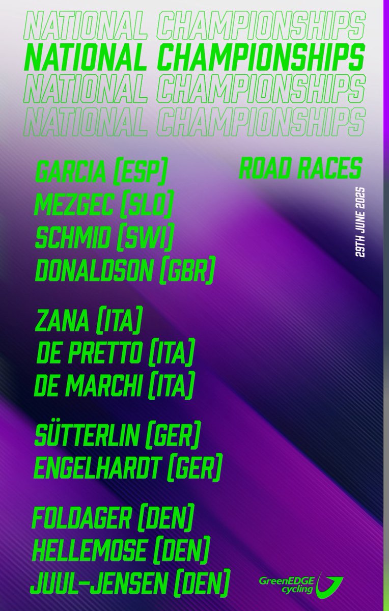 A busy day of racing across Europe tomorrow with our riders at various national championships. 🤞🏼 

Here’s who’s in action ⤵️