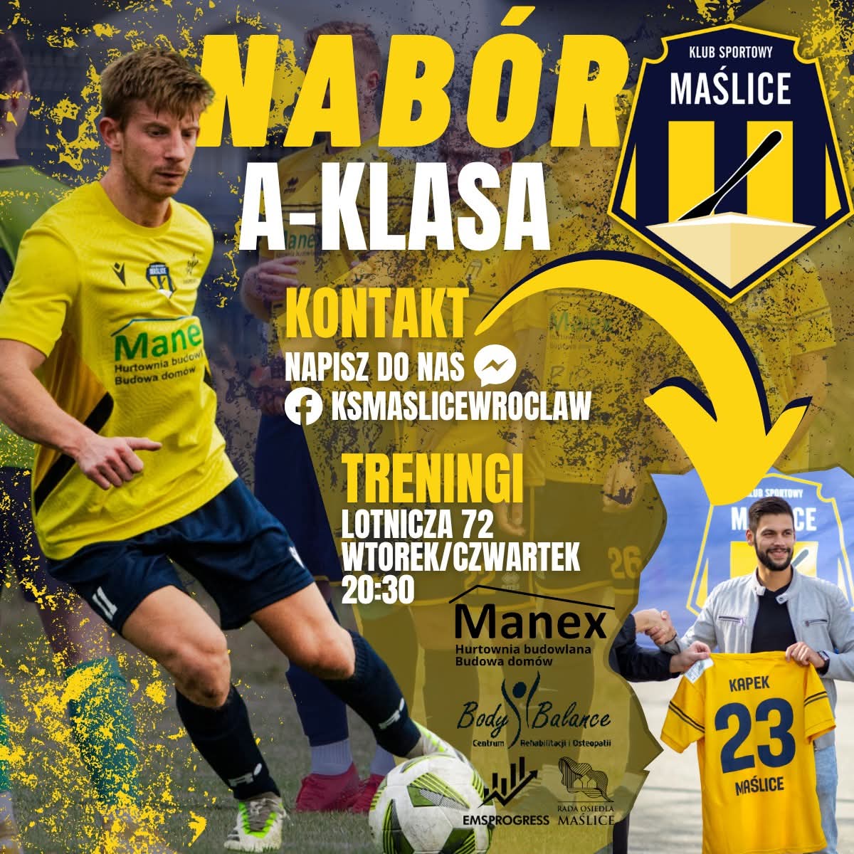 Niebawem rusza nowy sezon piłkarski. KS Manex Maślice Wrocław z wrocławskiej A-klasy rozpoczął nabór nowych zawodników. Jeżeli chcesz pograć w miłej atmosferze osiedlowego klubu to serdecznie polecam. 

#DobreBoOsiedlowe
#SportOsiedlowy 
#wroclaw #Maślice