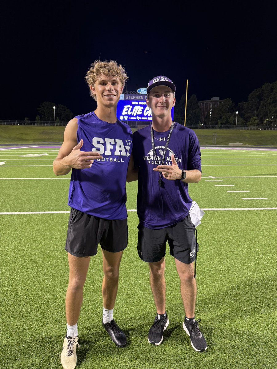 Thank you <a href="/CoachBShelton/">Coach Shelton</a> for inviting me out to the <a href="/SFA_Football/">Lumberjack Football</a> specialists camp! I had a great time and look forward to continuing our conversation. 

<a href="/KickExposure/">Kicking Exposure by Scott Blanton</a> <a href="/KohlsKicking/">Kohl's Kicking Camps</a> <a href="/RTexada/">Coach Texada</a>
<a href="/CoachB_Miller/">Barron Miller</a> <a href="/CoachGravesR1T1/">Coach Graves</a>
<a href="/Coach_Francis99/">Kevin Francis</a> <a href="/CoachKA903/">Keiston Alexander</a> <a href="/LEHSfball/">Little Elm Football</a>