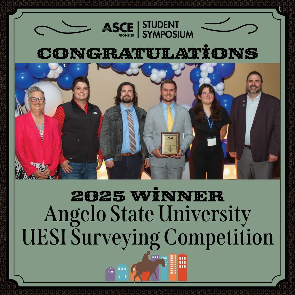 ASCE Texas Section (@texascetweets) on Twitter photo Join us in celebrating Angelo State University — the 2025 winner of the UESI Surveying Competition at the ASCE Frontier Student Symposium! 🏆👏 Join us in celebrating Angelo State University — the 2025 winner of the UESI Surveying Competition at the ASCE Frontier Student Symposium! 🏆👏