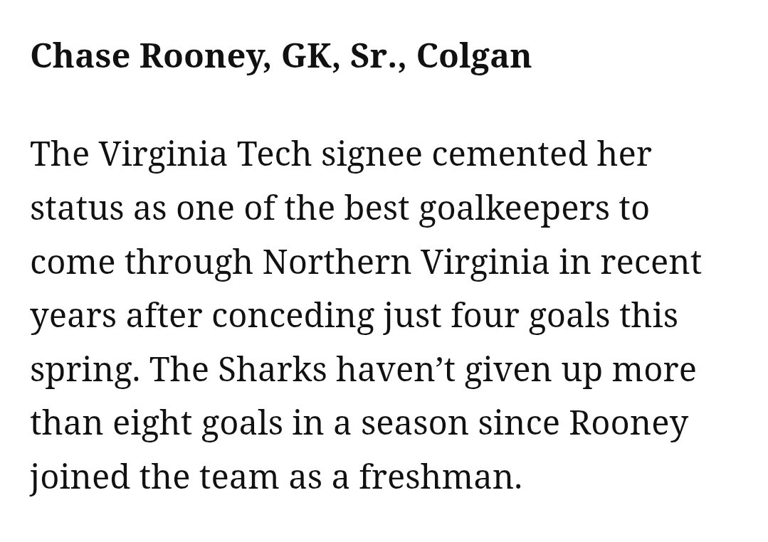 Honored to be on Washington Post's All Met 1st team list again! GO hokies!