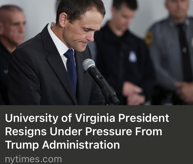Lanier4SF's tweet image. Univ. of Virginia is the latest victim of Trump's overreach of federal power with the forced resignation of Pres. Jim Ryan. In 2023, on a #UVA history tour w/ my kids, we visited the new memorial to enslaved workers and heard a more well-rounded history than guides told when I…