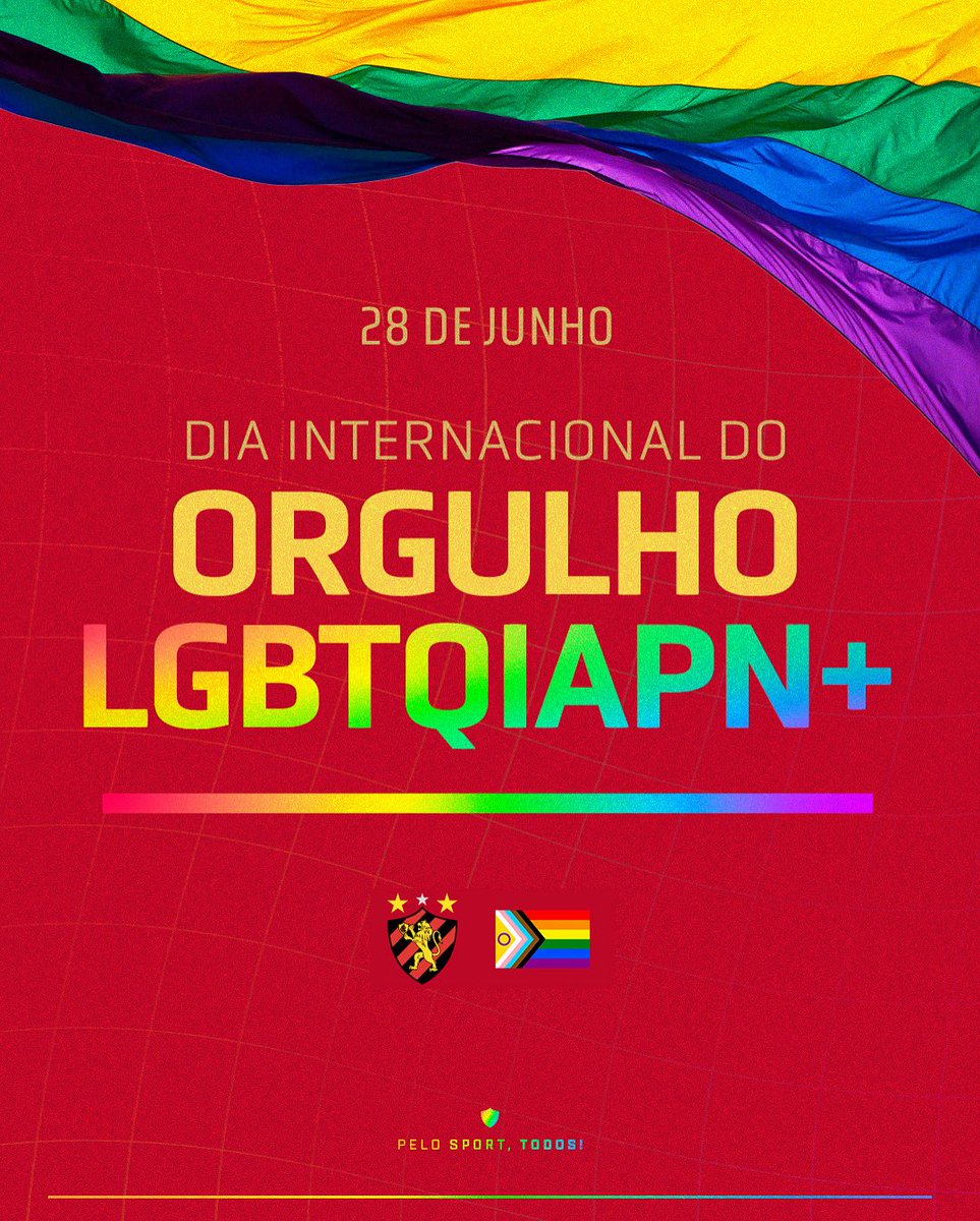 Pela liberdade de ser, por amor e respeito. Pelo Sport Todos! 🌈 

28/06 - Dia Internacional do Orgulho LGBTQIAPN+