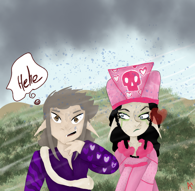 Siegfried's father Fafnir together with Siegfried's mother Brundhilde at the beach in later Frisia before Fafnir took over nearby Xanten as King
He forced the inhabitants of a fishing village to make these clothes for them by holding their children hostage. 
#villain #fantasy