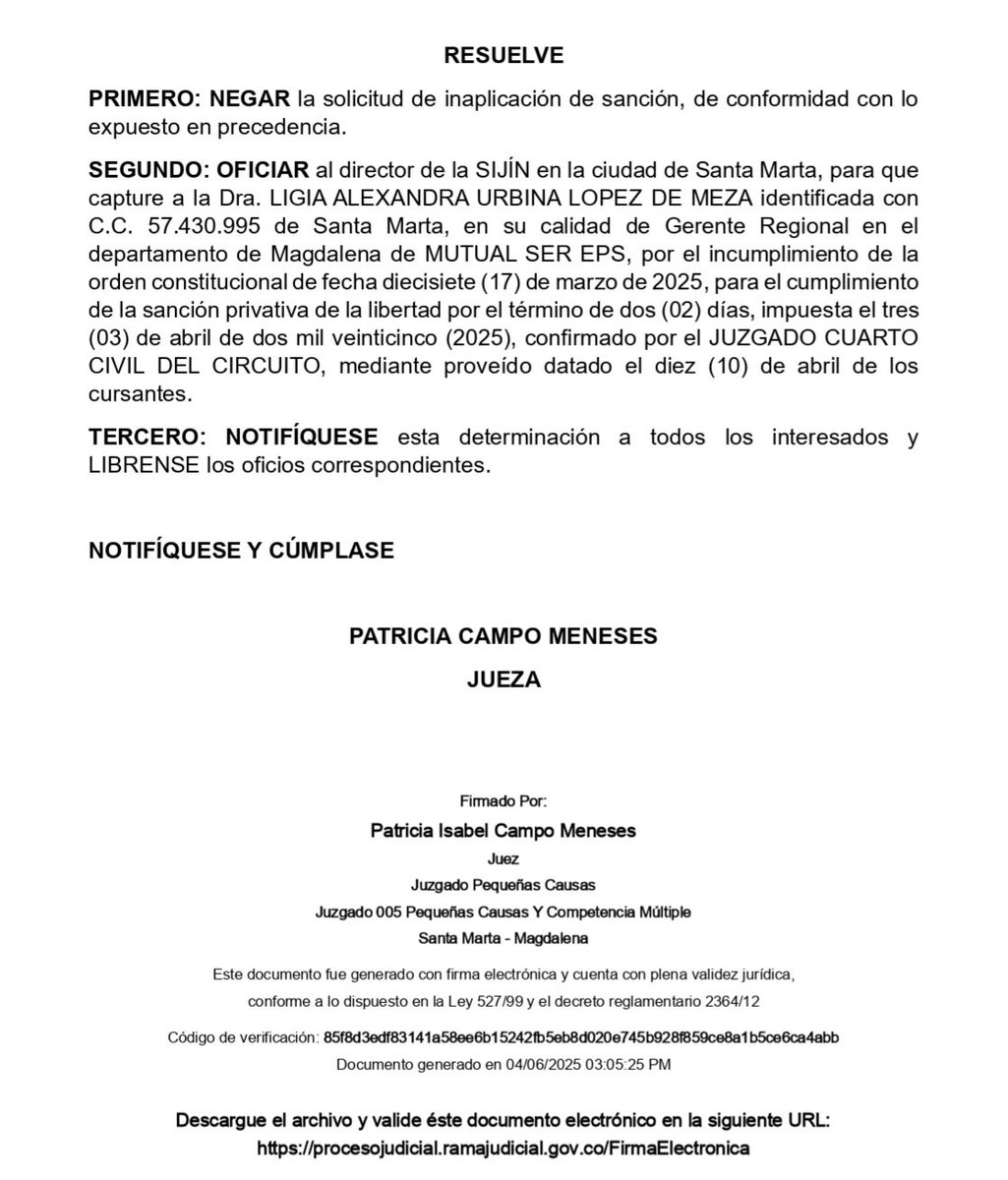 Derechij2's tweet photo. @SinCensuraCol @PGN_COL @sanitas @DIANColombia Que Se Intervenga La Contabilidad D @mutualser_ Sus Delitos En Conjunto Con @casalud_ips @Audifarma_SA Y #Logifarma Todos Con Graves Antecedentes De Desacato Q Se Investigue Porque Nó Se Ha Cumplido Orden De Captura En Santa Marta Que Se Investigue Pte @petrogustavo @FiscaliaCol https://t.co/TqjitOE7tF