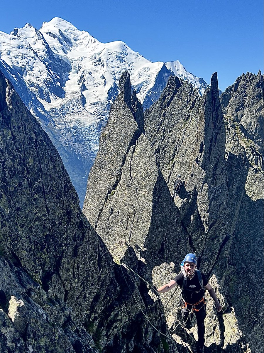 guidemark's tweet image. Mt Blanc seen from the Aiguille du Crochue this morning