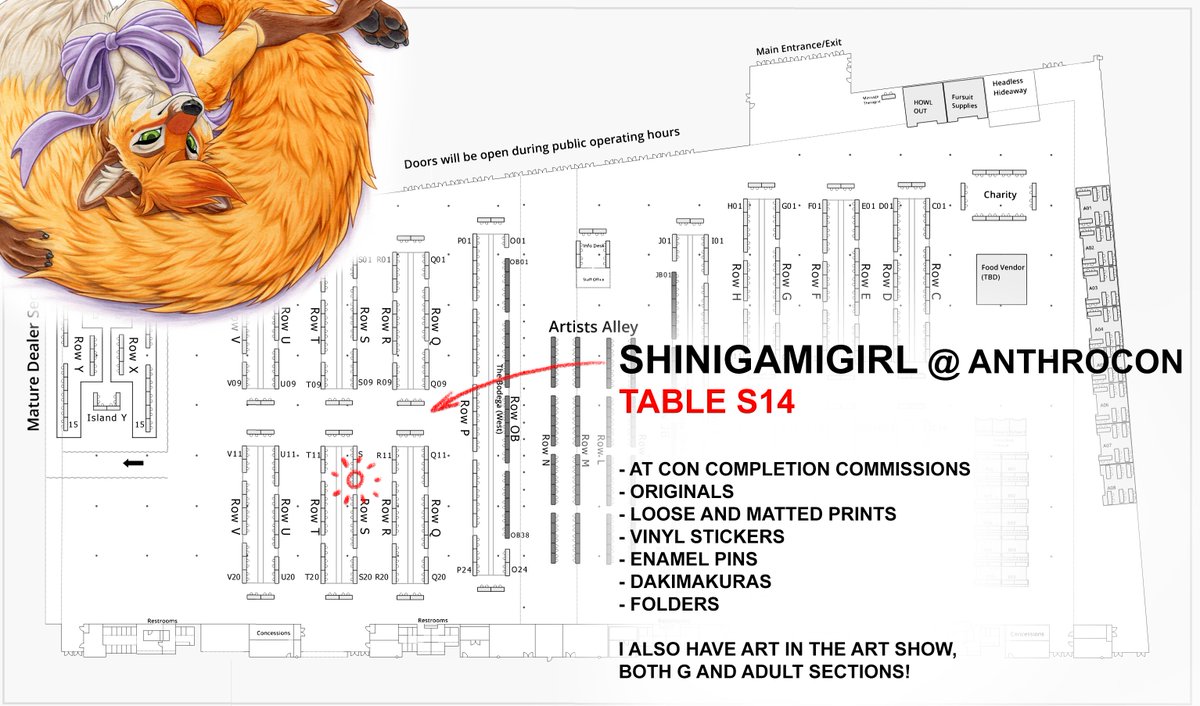 I'll be at Anthrocon next weekend, Table S14! Come find me on the other side of the hall, back right as you come in (past artists alley...)