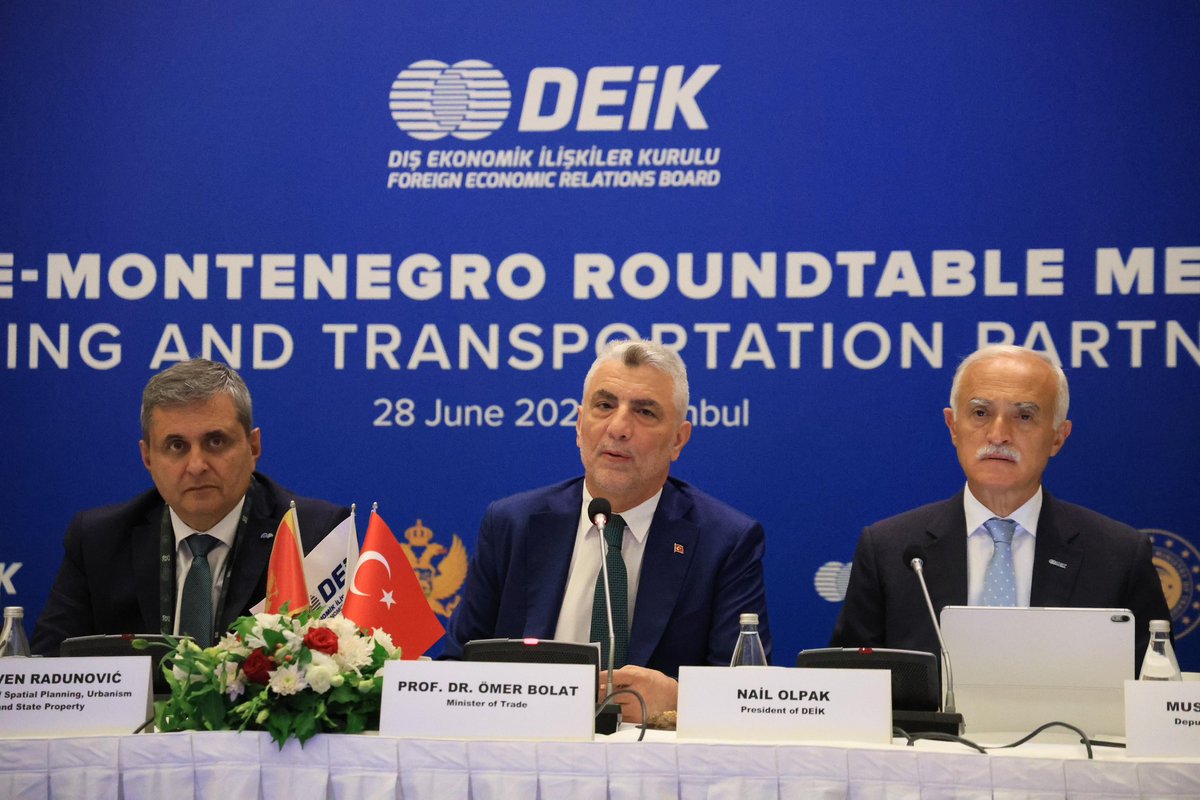 NailOlpak's tweet photo. We held Türkiye-Montenegro Roundtable Meeting with @ticaret Minister @omerbolatTR, honorable ministers of Montenegro, our deputy ministers, consul general, @deikint Business Council Chair and business representatives.

@FilipRadulovic_ @SlavenRadunovic #MayaVukiçeviç @majda_adzovic @mustuzcu @UABakanligi @ofatihsayan @bayramakg

#BusinessDiplomacy