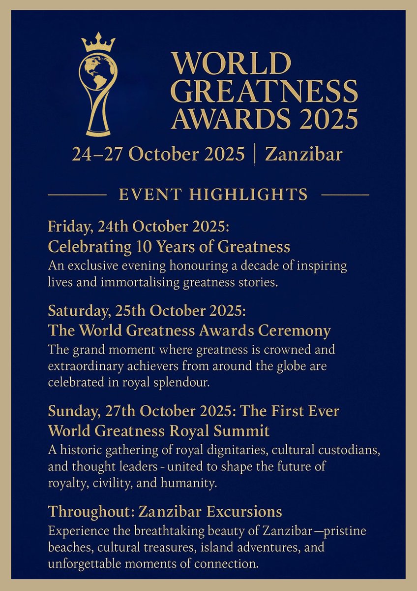 DrBusinge's tweet image. #worldgreatnessawards #civilityhumanitarian #Zanzibar2025 #royalfamily #CelebrateGreatness #worldbookofgreatness