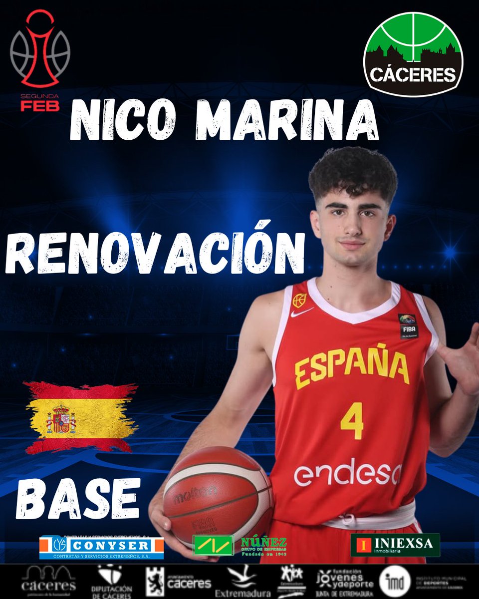 🚨 Mercado #SegundaFEB: Nico Marina, una temporada más en el <a href="/Caceres_Basket/">CacerEsBasket</a> 

▶️ Es actualmente la gran promesa de la cantera del conjunto extremeño

🗓️ 2008 | 📏 1,83 m.
⛹️‍♂️ Base | 🌍 Español

📝 Más información ⬇
feb.es/2025/6/28/balo…