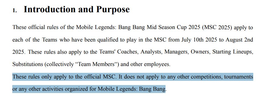 subzidite2's tweet image. Another Good point of observation, is their MSC Rulebook

- MSC rulebook takes effect only during the event which is 7/10 to 8/2 and applies only to the event

- The HoK thingy where Hoon and Zane takes part, was 6/27 to 6/28

Which is before the tournament starts