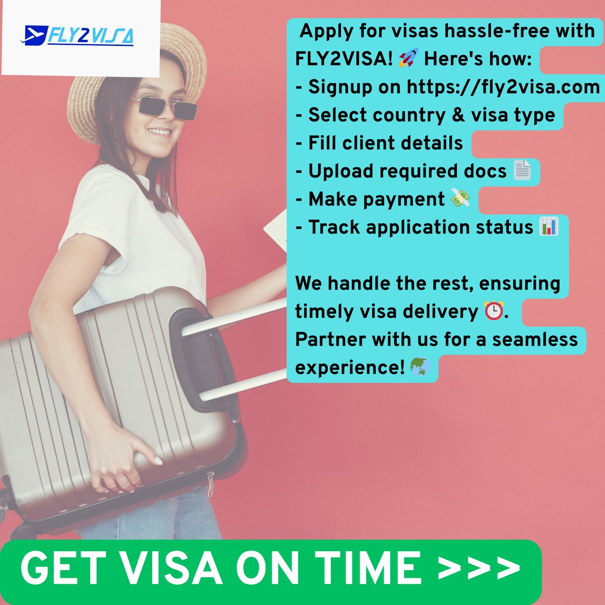 fly2visa's tweet photo. WE ARE ON A MISSION 💪 TO MAKE VISA PROCESS LIKE ORDERING A PAIR OF 🧦 ✔️
- Signup on https://t.co/PbvpMcGPDC
- Select country &amp; visa type
- Fill details
- Upload required docs 📄
- Make payment 💸
- Track application status 📊
We handle the rest, ensuring timely visa delivery ⏰ https://t.co/iIiFbh4j8J
