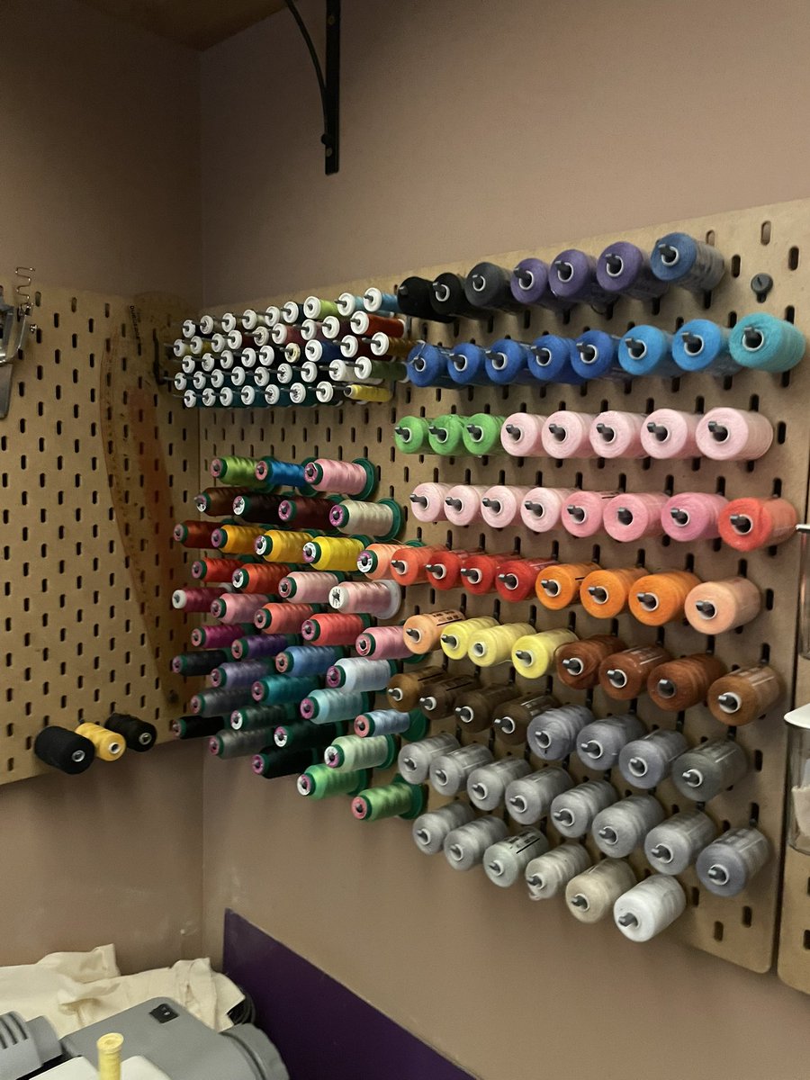 ruszardo's tweet photo. @justalexoki Custom IKEA skadis pegboard hooks and holders for tools and items of non-standard sizes and shapes. Also I have a nice sewing thread rack now. https://t.co/4HHGnKZski